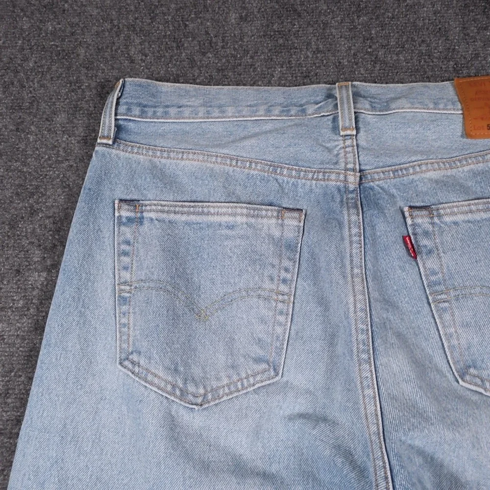 Levis Premium Selvedge 501 Jeans Mens 32x32 Blue Distressed Whiskered Button Fly